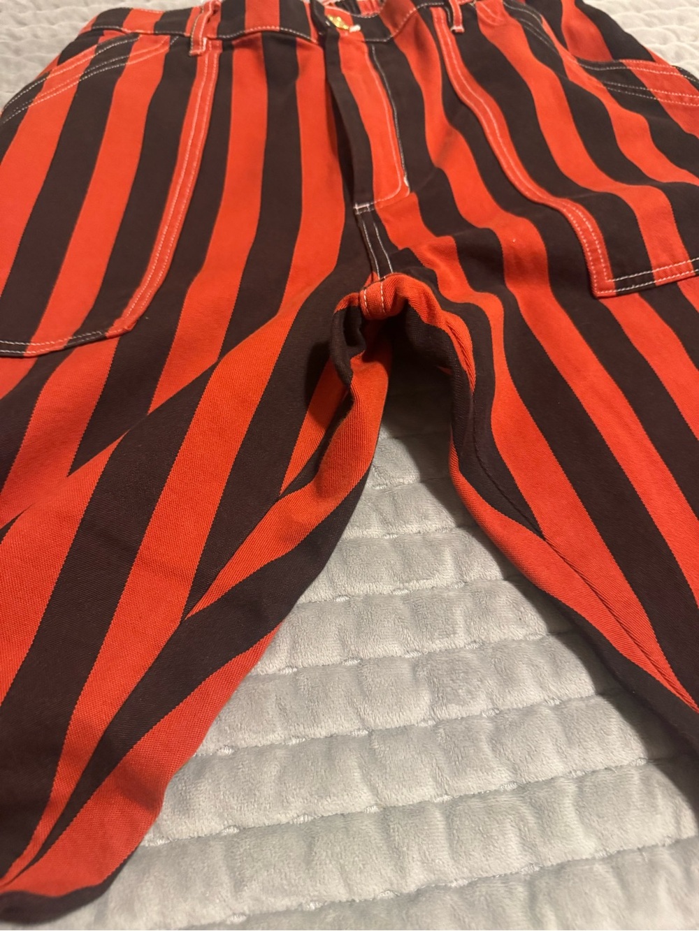 Big Bud Press Work Pants-Red and Black Vertical Stripe - Picture 2 of 12